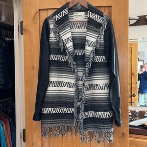RVCA Fringe Jacket tribal pattern vegan leather L